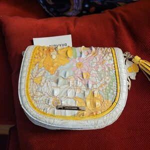 Brahmin Briar Daffodil Pimilico  Floral Embossed Leather Bag NWT